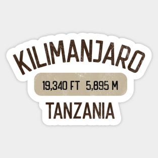 Mount Kilimanjaro - Tanzania - Highest Peak in Africa - Brown Retro Sticker